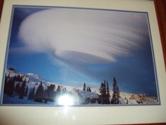 Framed Matted Large Photo of Clouds on Mountain Signed 19 X 23 ID:57380