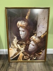 Italian Fulvio Roiter Framed Art Venezia Maschere Carnevale + 1 More, 18″ x 25″