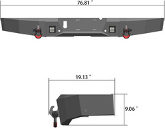 For 2010-2018 Ram 2500/3500 New Steel New Rear Bumper with Lights&D-Rings（Black
