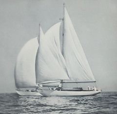 Original JOHN R HOGAN Photo Nip and Tuck Signed Framed c1940s 16×20 Sailing Race