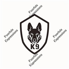 Set Of (5) Original Digital Art Images Of Various German Shepherd Dog K9 Logo A+