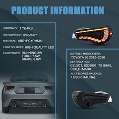 Taillight Fit for Toyota 86 1St Gen 2012-2020, Subaru BRZ 2013-2020, Scion FR-S
