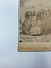 Antique Cabinet Card Photograph- Family of five nicely dressed 2 girls one boy