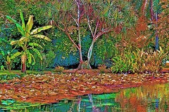 Photo of Tahitian lagoon. 24″x16″x.75″ photo on canvas and mounted by D M Haub.