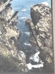 Vintage J.M. Garrison Hand Tint Oil Color Photo Point Lobos CA 10.5”x15.5” VGC