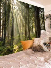 Onivein Forest Tapestry Nature Sunlight Streaming Through Green Trees Wall Ha…