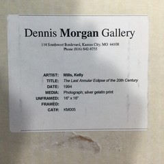 Original Silver Gelatin Print By Kelly Mills 1994 “ Eclipse of 20th Cen”16×16