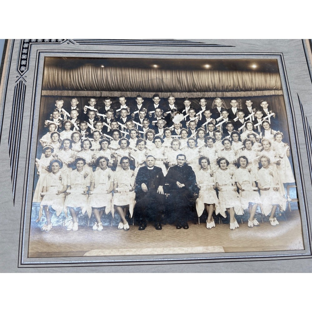 Catholic school graduation photo 1920s Priest Class Diploma 10×8″ w/ frame