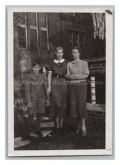 2 Women & Boy 1937 – Fashion Polka Dot Dress – Vintage Photo 1930s