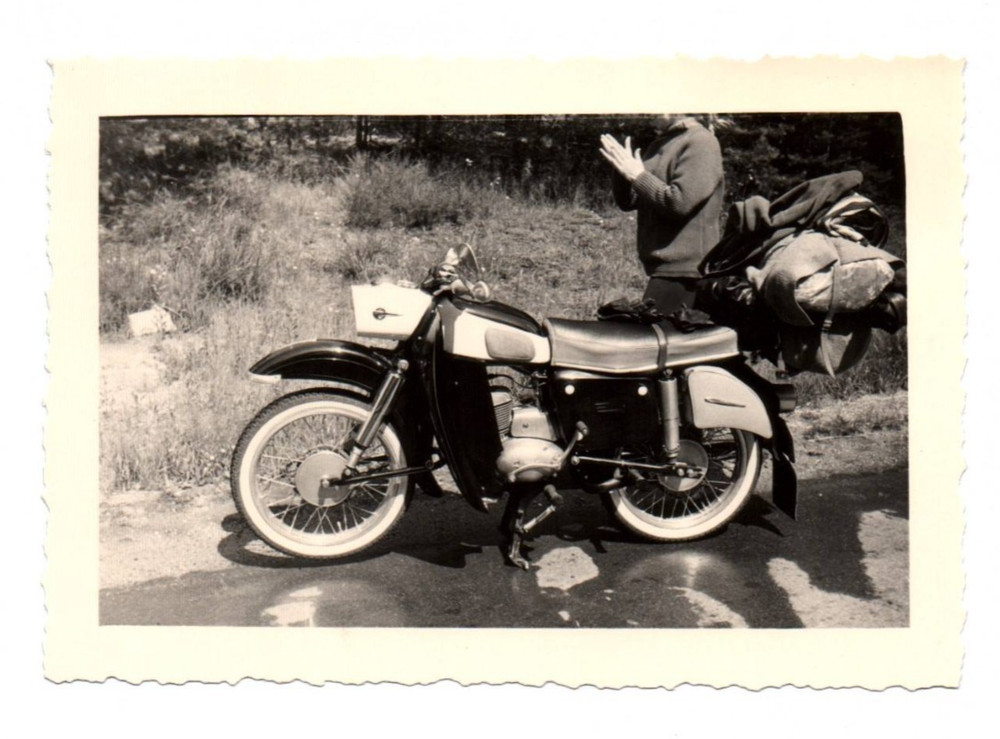 Photo Vintage Old Motorcycle Vintage MZ ES 150 Motorcycle Old Photograph 1954