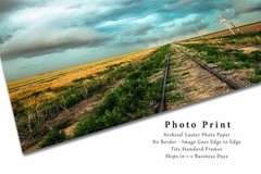 Train Tracks Leading to Stormy Sky in Colorado Photography Print