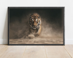 Running Tiger Wall Art, Modern Wildlife Animal Decor, Nature Photography Canvas