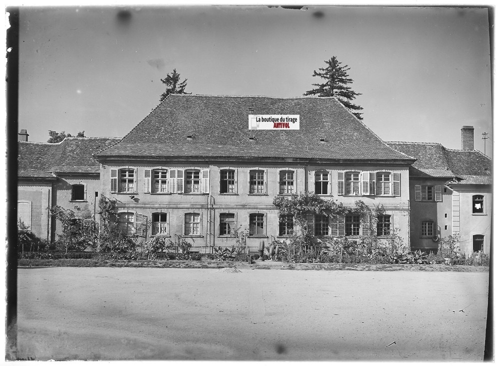 Old Black And White Glass Photo Plate 13X18 Cm France Architecture