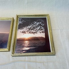 Vintage Framed Sunset Photography Pair Gold Tone Frames Wall Decor 1980s