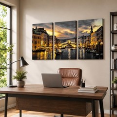 NutArtPic Venice Wall Art Canvas Italy Grand Canal Picture Venice Skyline Pri…