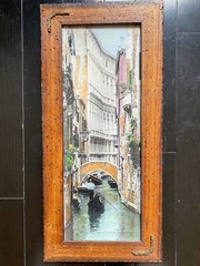 Venice Italy Gondola Canals Bridge – Art Photograph Signed – Wood Frame