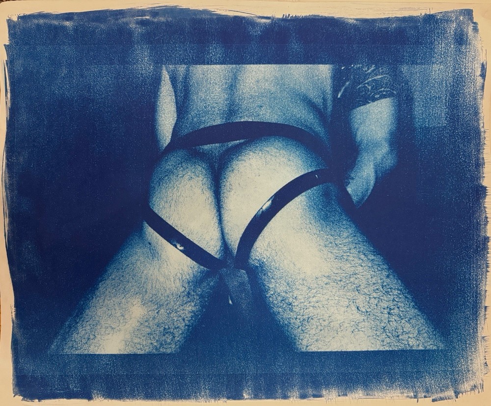 Original Signed Art Photo Cyanotype Gay interest – 11×14” Hunk, Leather, Queer