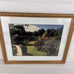 Vintage Framed Garden Landscape Photo Print Gold Ornate Frame 12″ x 15″
