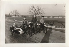Vintage Photo Men with Motorcycle and Sidecar