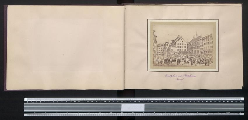 Photo Album with 13 Photographs, View Basel, Market Square with City Hall, Richthaus,