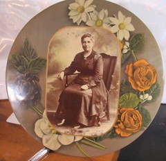 Antique Portrait of a Woman 1800’s Round Metal in Metal Frame