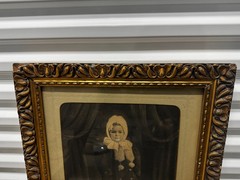 Antique Black/Gold Wooden Framed Little Girls Photograph 21.5 x 25.5
