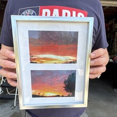 Framed Color Sunset Landscape Photographs Clouds Nature on Paper Set of 2