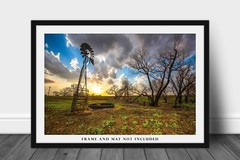 Windmill Photography Print: Kansas, Sunset, Prairie, Country, Picture, Photo