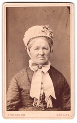 Photograph A. Winkler, Görlitz, Bismark-Str. 18, Emilie Schwindt with hood