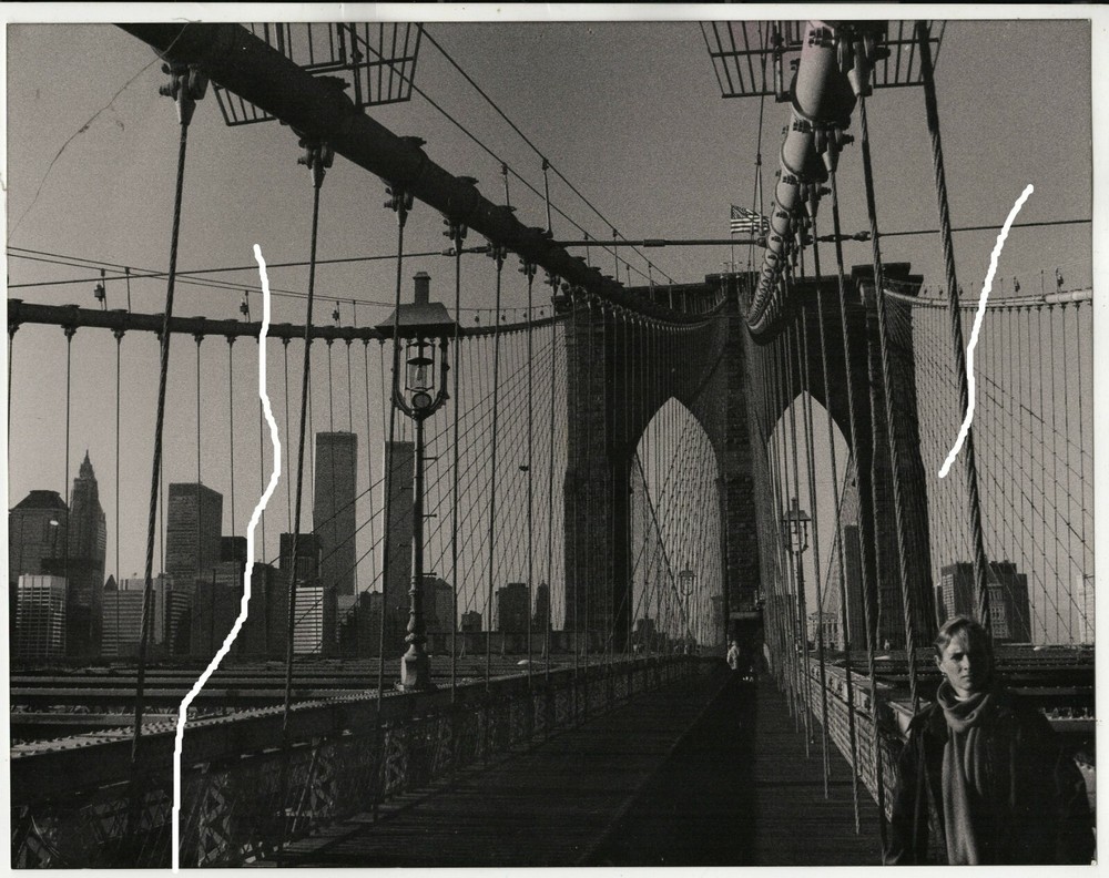 30x24cm Vintage Photo 1981 New York NYC Brooklyn Bridge Twin Tower Photo
