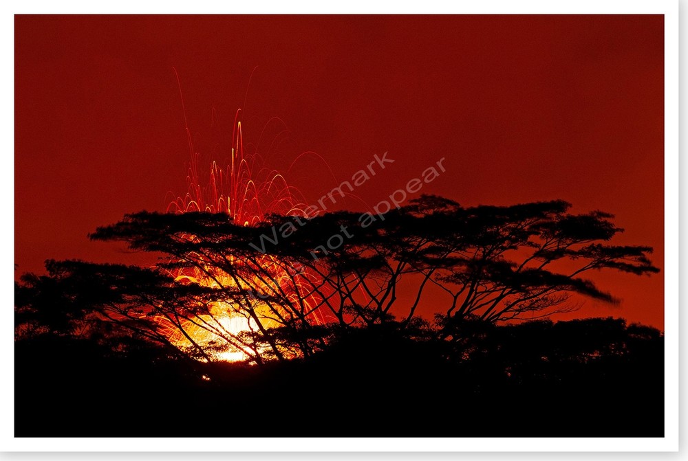 2018 Hawaii Fissure 17 Evening Lava Fountain Kilauea Volcano Silver Halide Photo