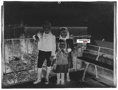Family, Children, Glass Photo Plate, Vintage Black & White Negative 6X8 CM