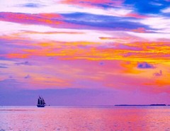 KEY WEST Sunset Sail 11×14″ Matted Art Photo Photograph Sailing Silhouette Boat
