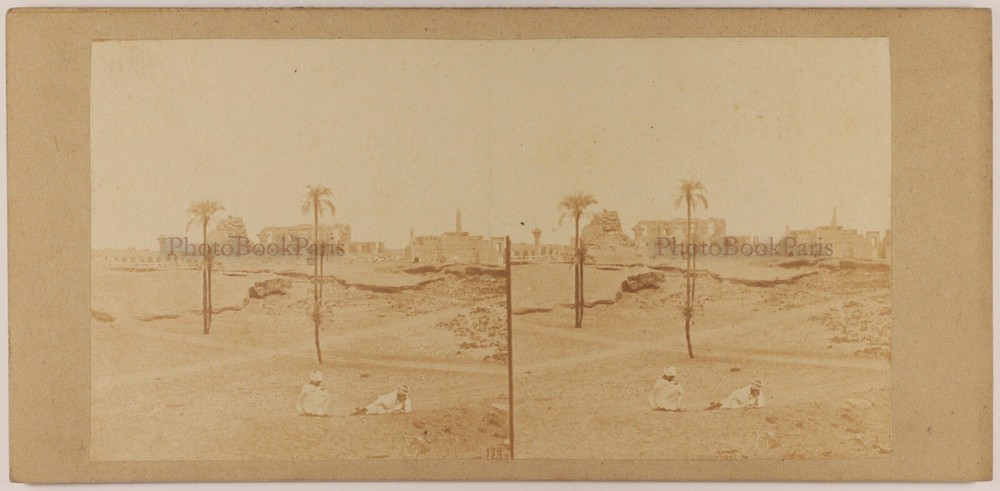 Egypt Karnak Ruins Archaeology c1858 Photo Stereo Frith Vintage Album