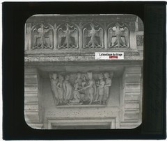 Sculpture, Building, Photo Glass Plate, Black & White, Positive 8.5X10 Cm