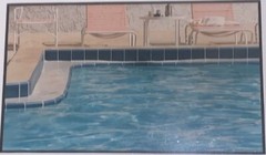 Signed Ruddick ‘Morning Coffee’ Blue Pool Photo Photograph(4”x6”) 9.25”T 11.25”W