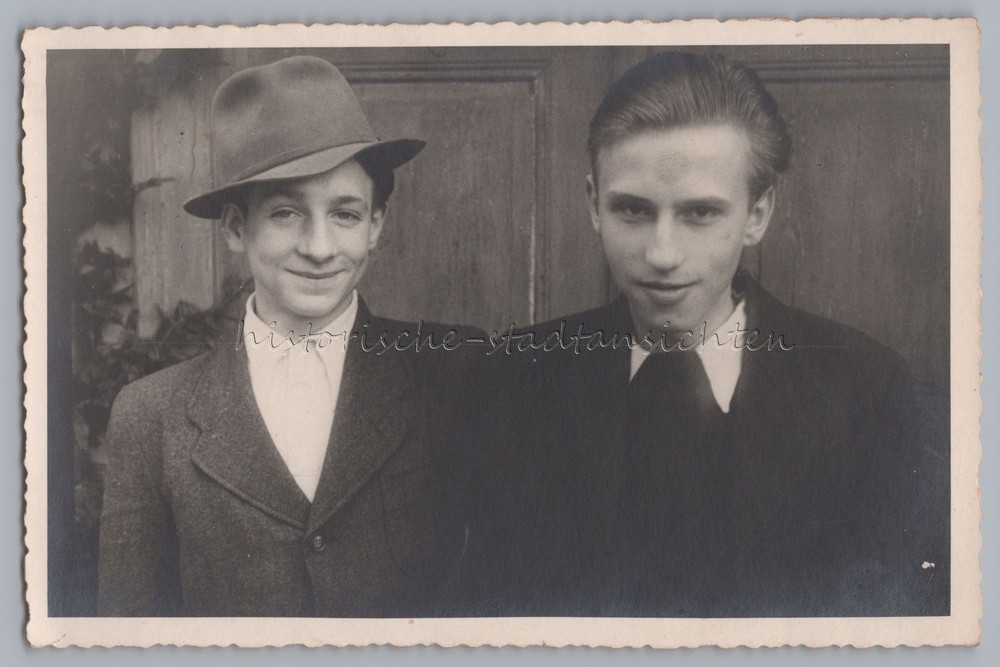 Beautiful Portrait of 2 Boys in Postwar 1949 – Vintage Photo 1940s