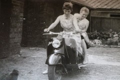 Two Great Old Photos-Family with Scooter SR 56″ «Wiesel» 50-60s