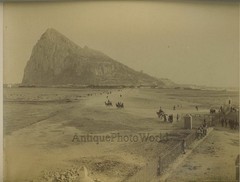 Gibraltar beach scene antique albumen photo