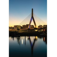 Zakim Bridge Boston Photography Sunset at Night, Downtown Boston, Charles River