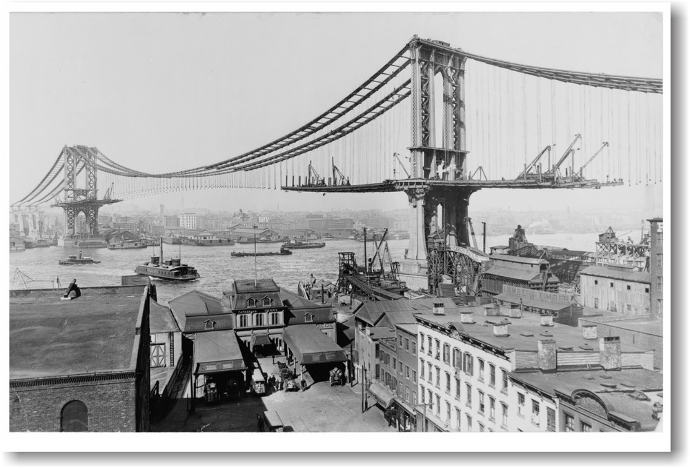Manhattan Bridge – vintage construction 1909 – NYC New York City – NEW POSTER