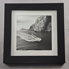 Framed B&W Photo Print Private Yacht Luxury Real Estate Office 10.2″×10.2″ READ⬇