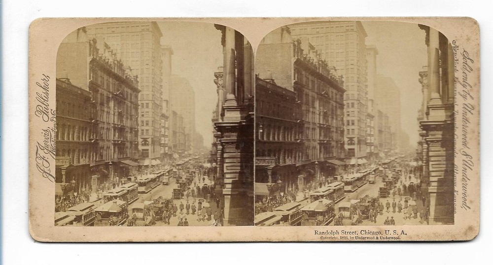 S5014/ Stereo Photo Chicago Randolph Street Tram 1893 Tram