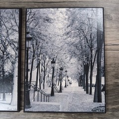 Set of 2 Cyndi Schiek Pictures On Wood 8×6” Paris City Scape Photography B&W
