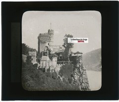 Castle Of Rheinstein, Rhin, Photo Plate Glass, Black & White, Positive