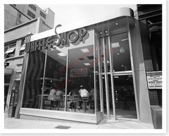 Art Deco Waffle Shop Day Time With Neon Sign Silver Halide Photograph
