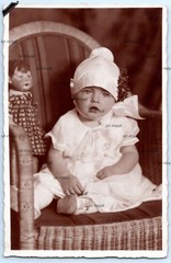 Beuthen Silesia 1930s – Baby in Portrait – Poland Bytom – RPPC Photo Postcard 9x14cm