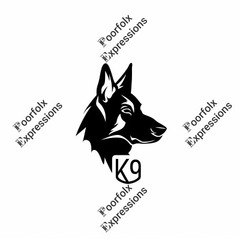 Set Of (5) Original Digital Art Images Of Various German Shepherd Dog K9 Logo A+