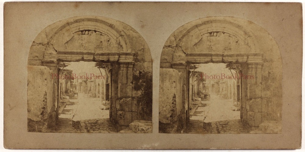 Syria Damas Portal Roman c1858 Photo Francis Frith Stereo Vintage Album