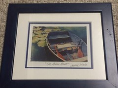 Jeanne J.M. Steele Photo Art “The Blue Boat” Signed Matted Framed 12” x 13”